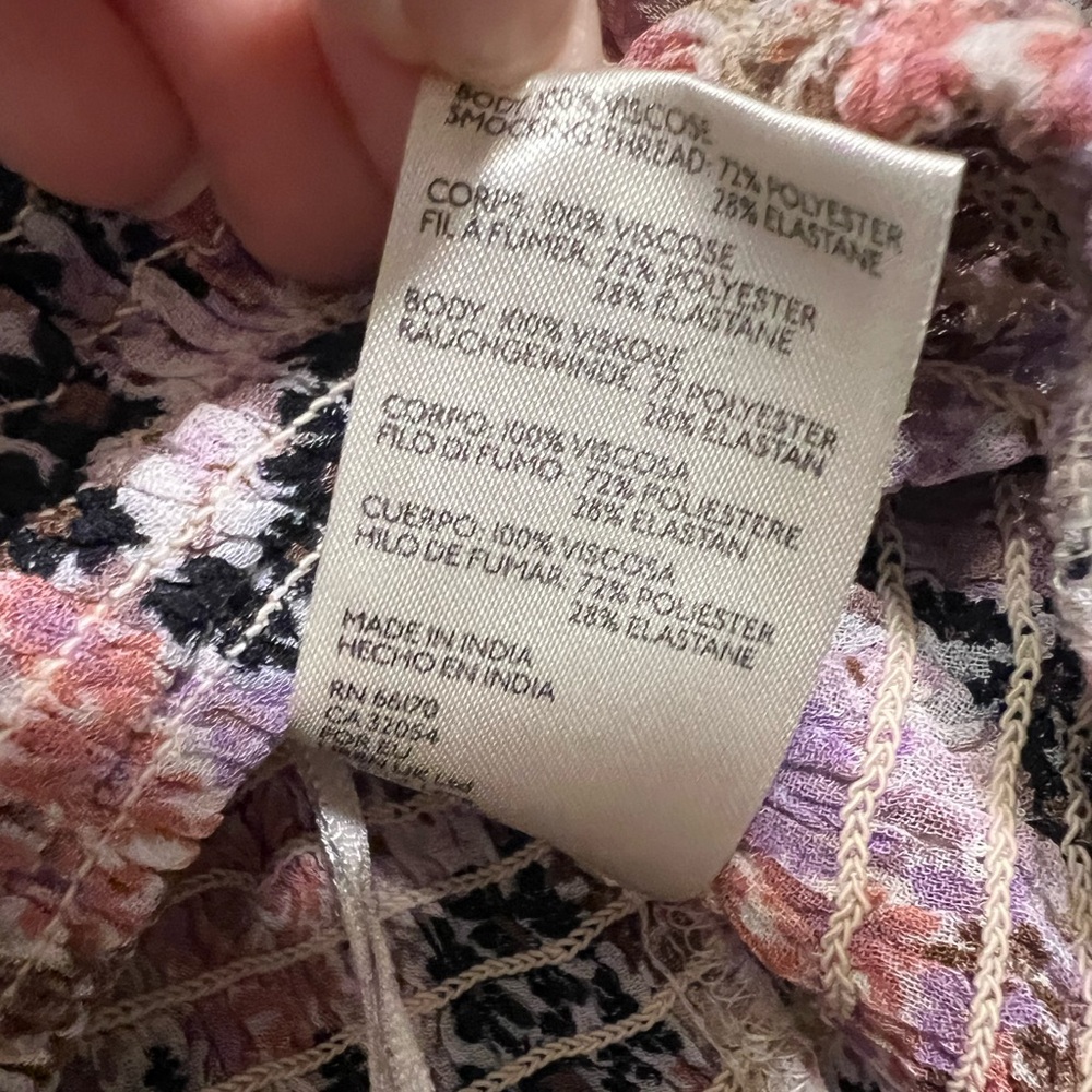 Free People Floral Smocked Crop Top - Size Small - Picture 7 of 13